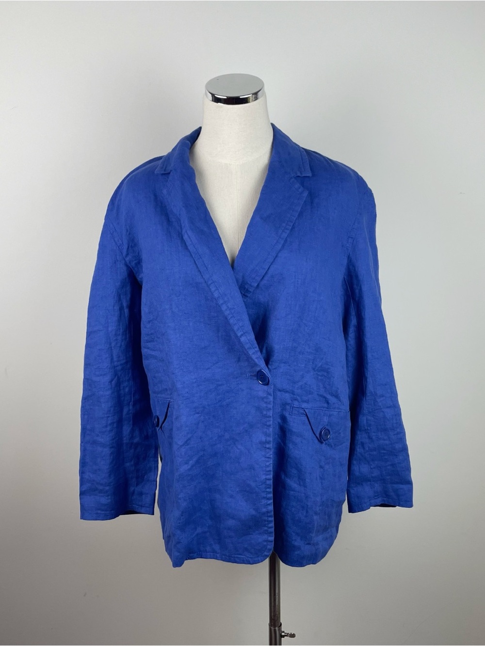 Madewell Solid Blue 100% Linen Blazer Jacket Women Small
